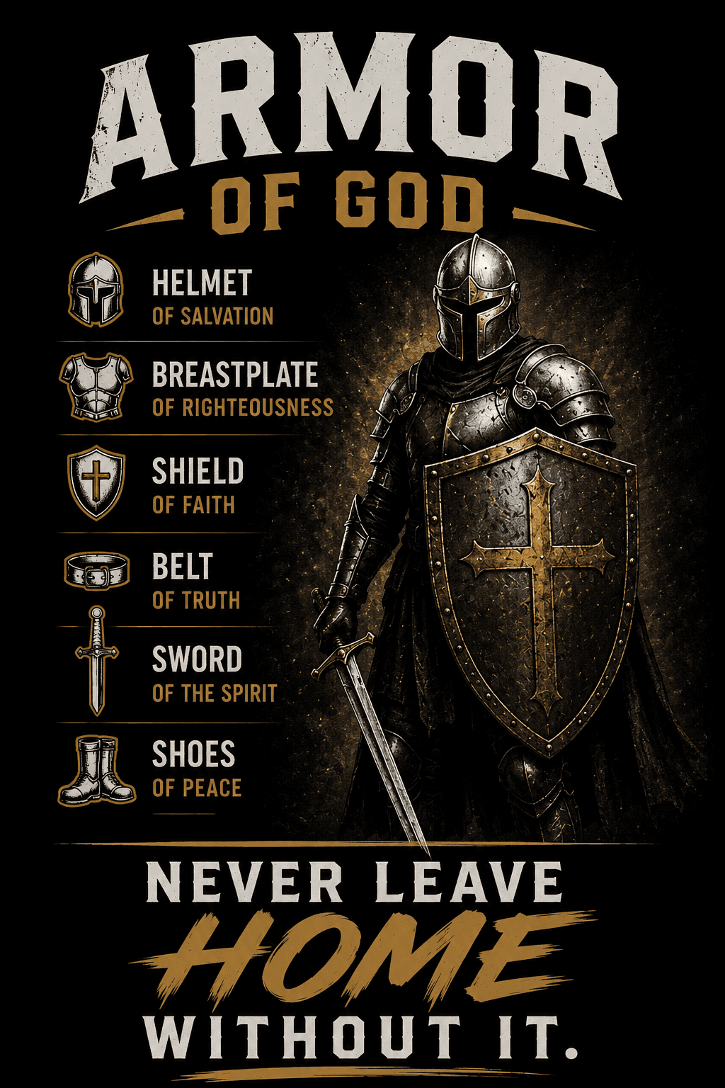 Armor of God — Never Leave Home Without It | Christian Faith Tee